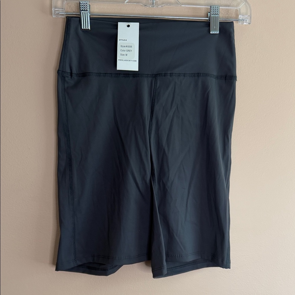 Society Charcoal Gray High-Waist Bike Shorts